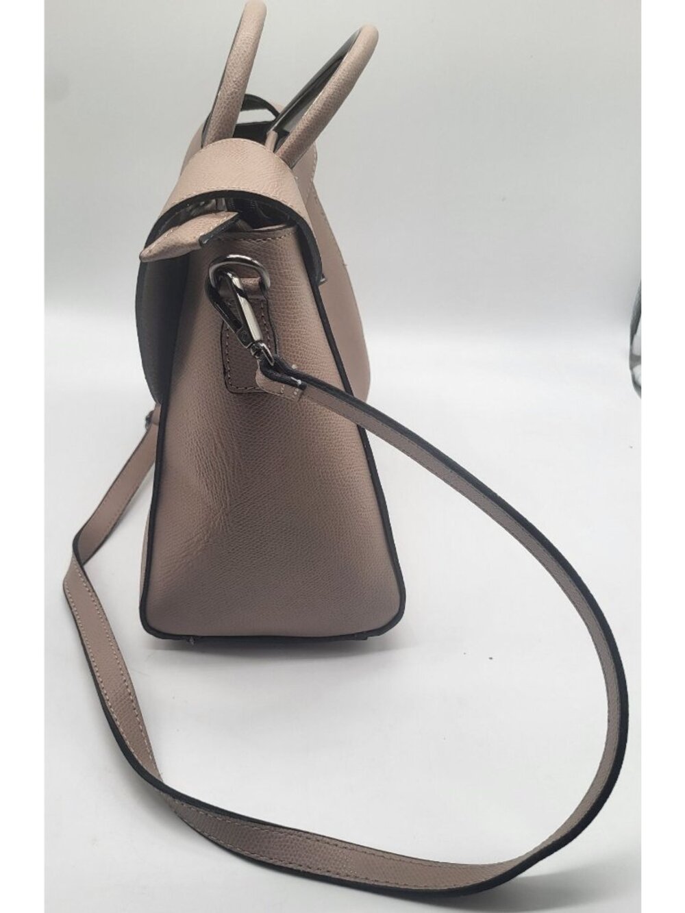 Piumelli Milano Italy Double Top Handle Leather Bag Neutral Silver Tone Hardware - Picture 4 of 12